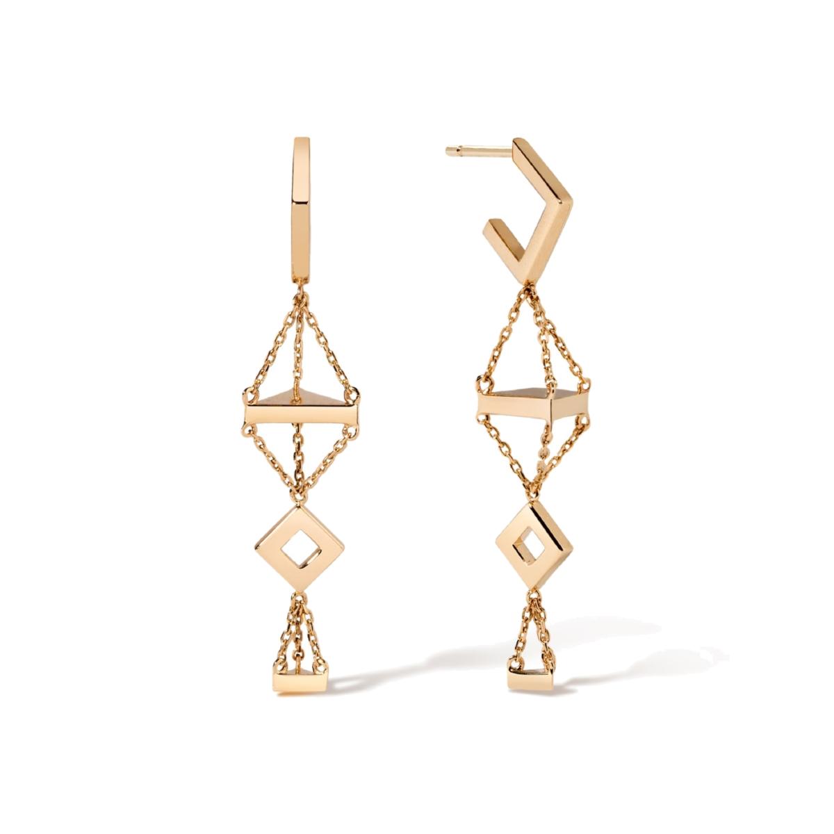 Women's Don't Stop Me Now Earrings - Solid 14K Gold Chandelier Chain Statement Earrings | Lúdere – image 1