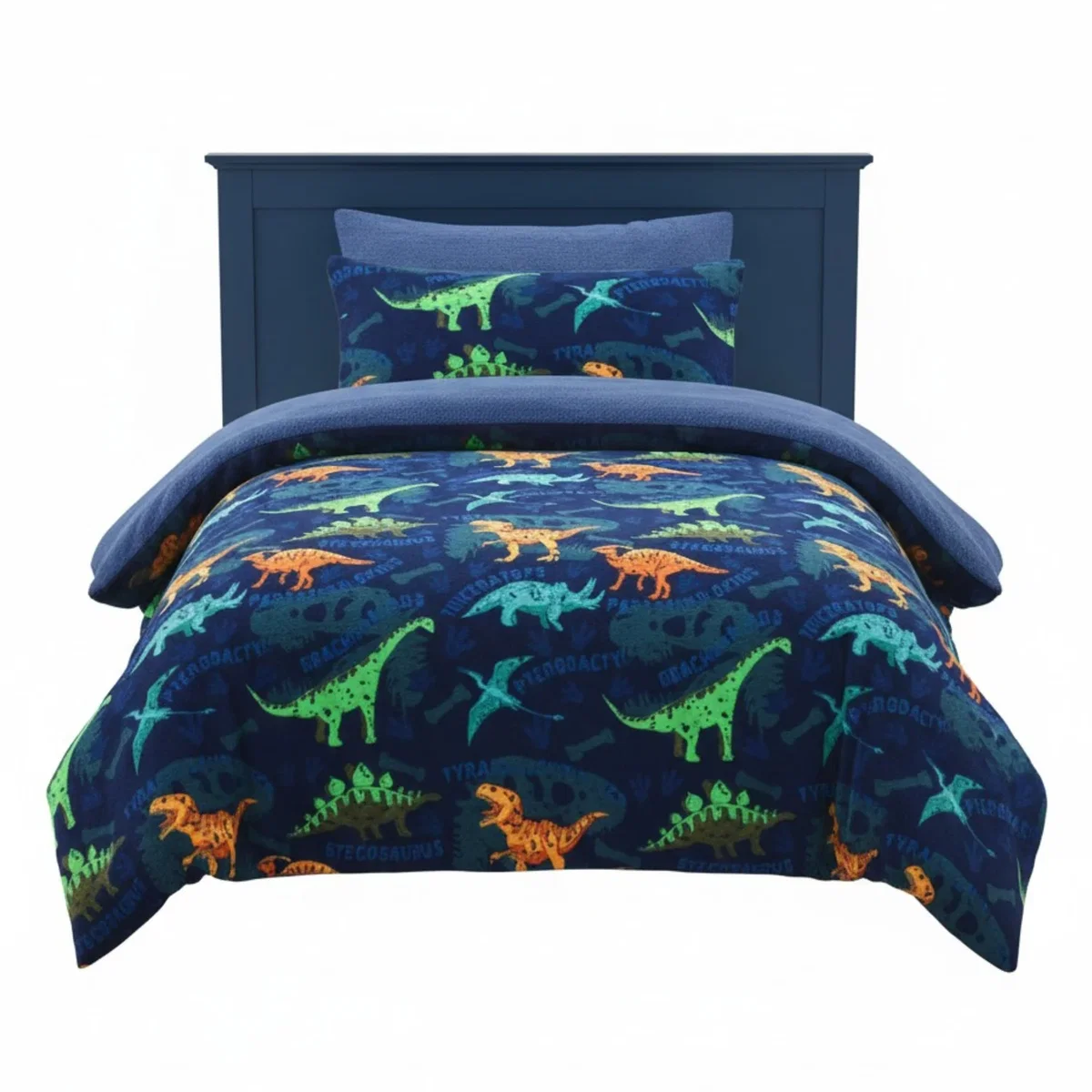 Dinosaur Kids Teddy Duvet Cover Set Ultra Soft Bedding with Pillowcase - Blue / Double – image 2
