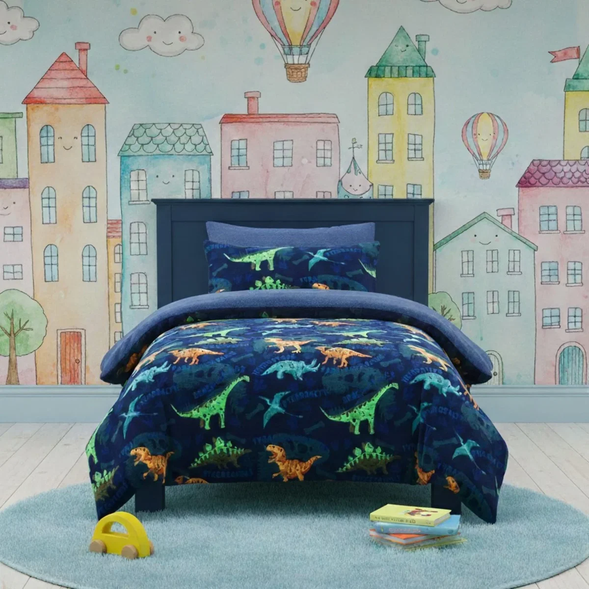 Dinosaur Kids Teddy Duvet Cover Set Ultra Soft Bedding with Pillowcase - Blue / Double – image 1