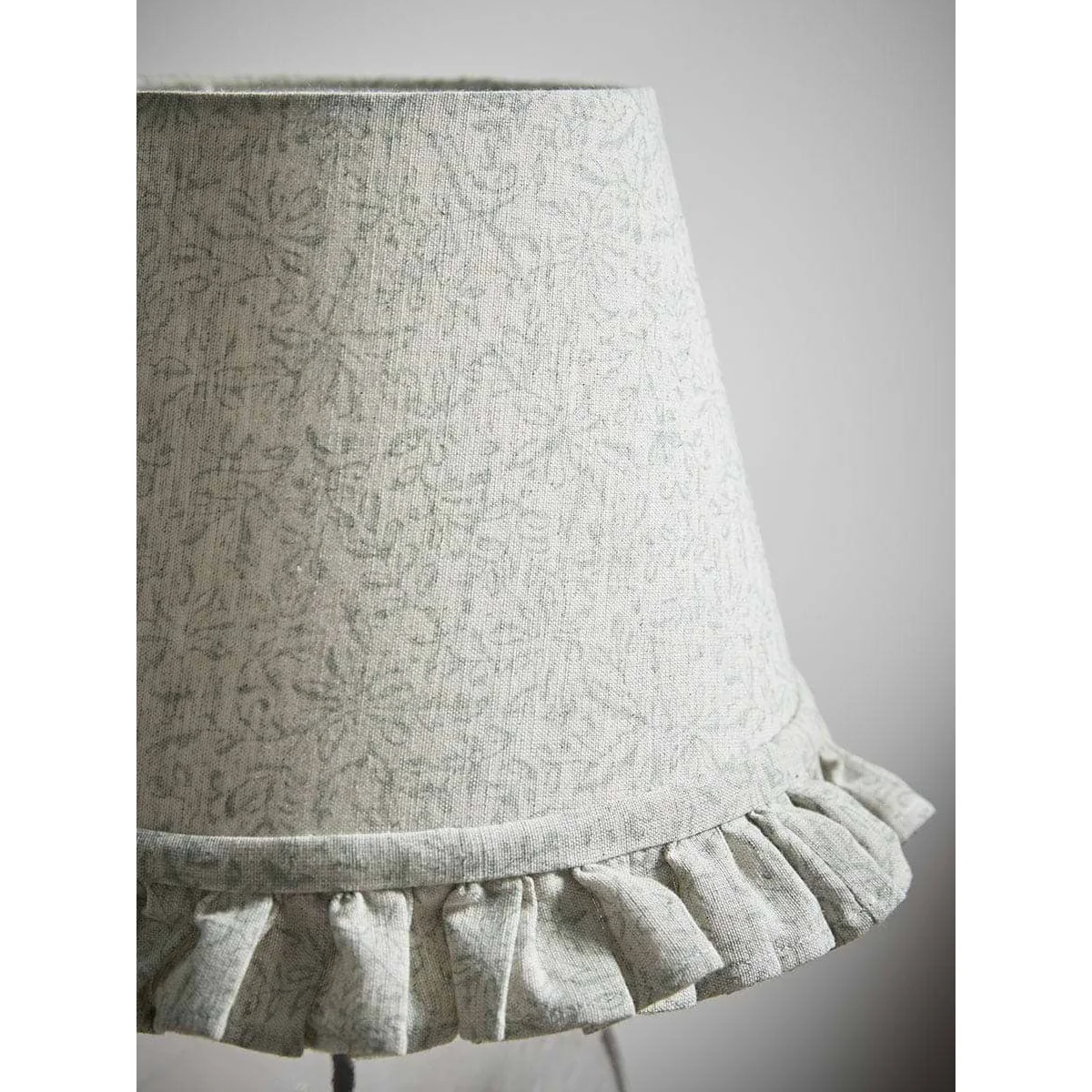 Indira Hand Block Printed Ruffle Lampshade - Dusky Sage – image 3