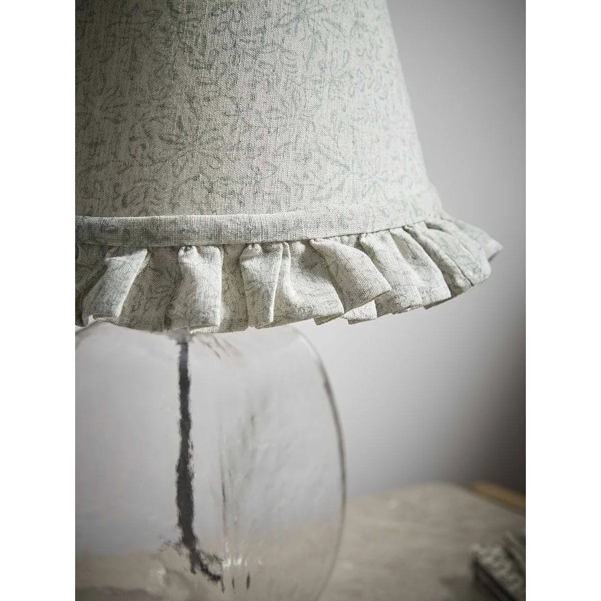 Indira Hand Block Printed Ruffle Lampshade - Dusky Sage – image 4