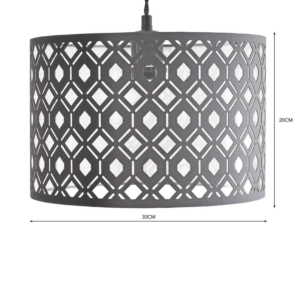 Arlo Laser Cut Drum Shade Grey – image 4