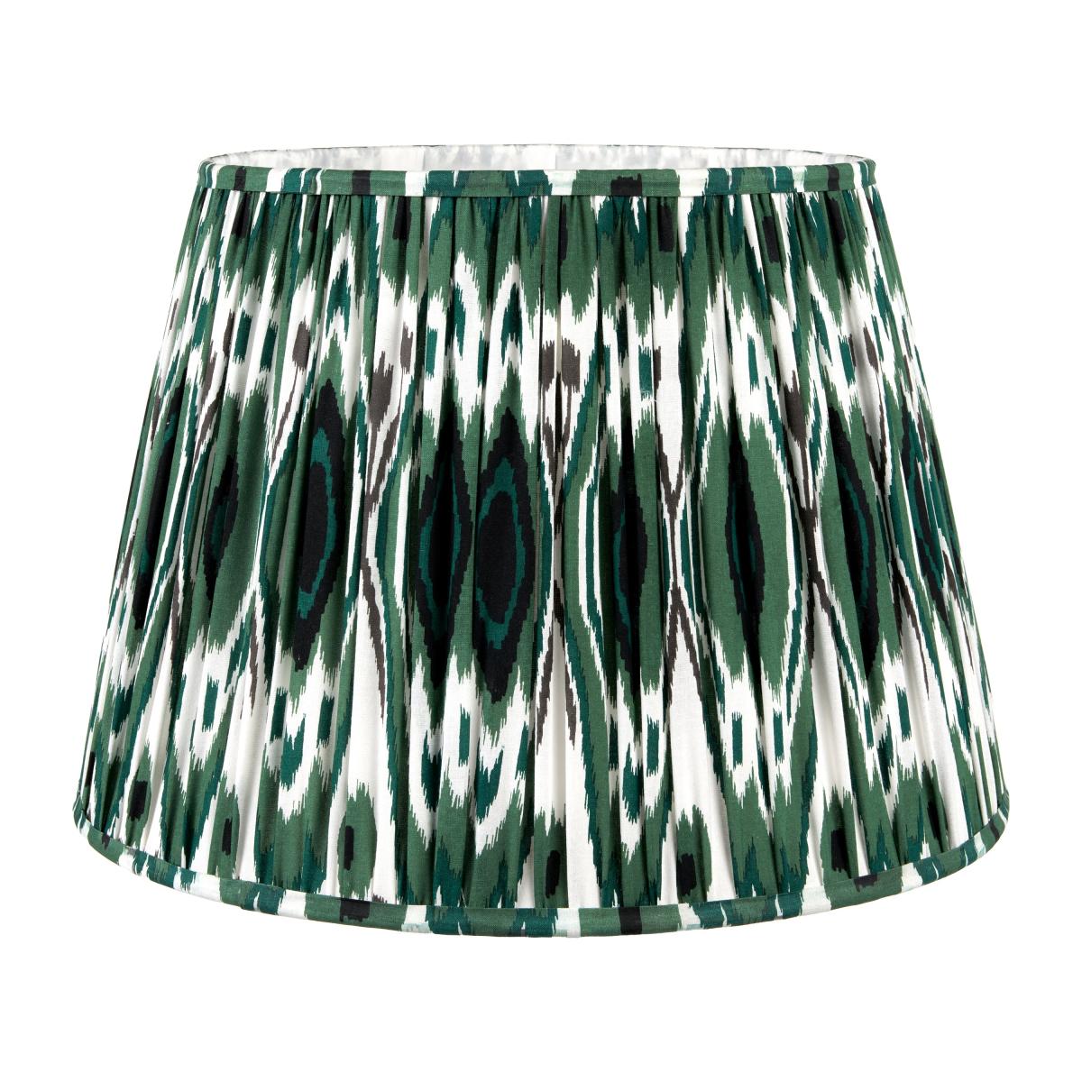 Izara Ikat Patterned Gathered Tapered Lamp Shade Green – image 2