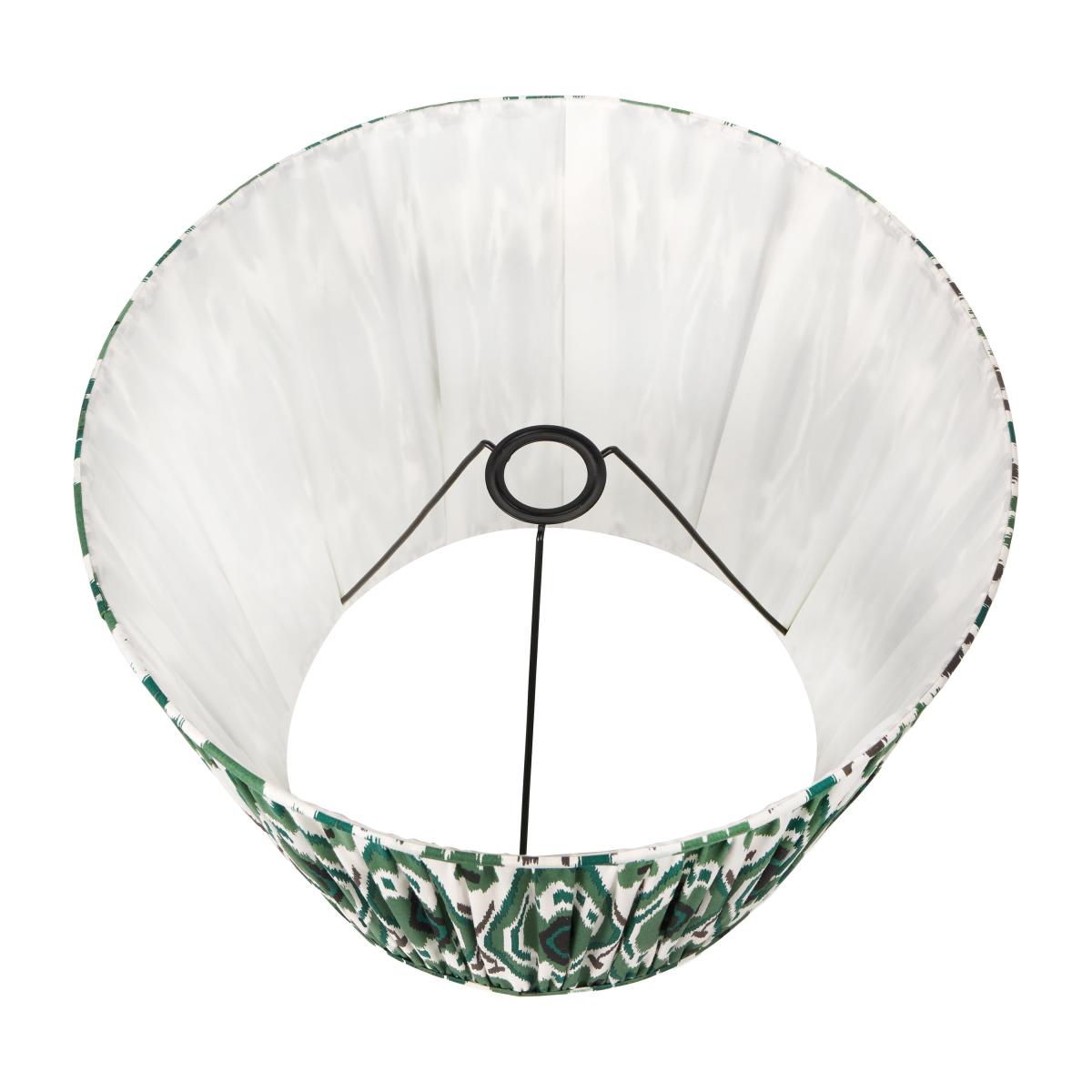 Izara Ikat Patterned Gathered Tapered Lamp Shade Green – image 3