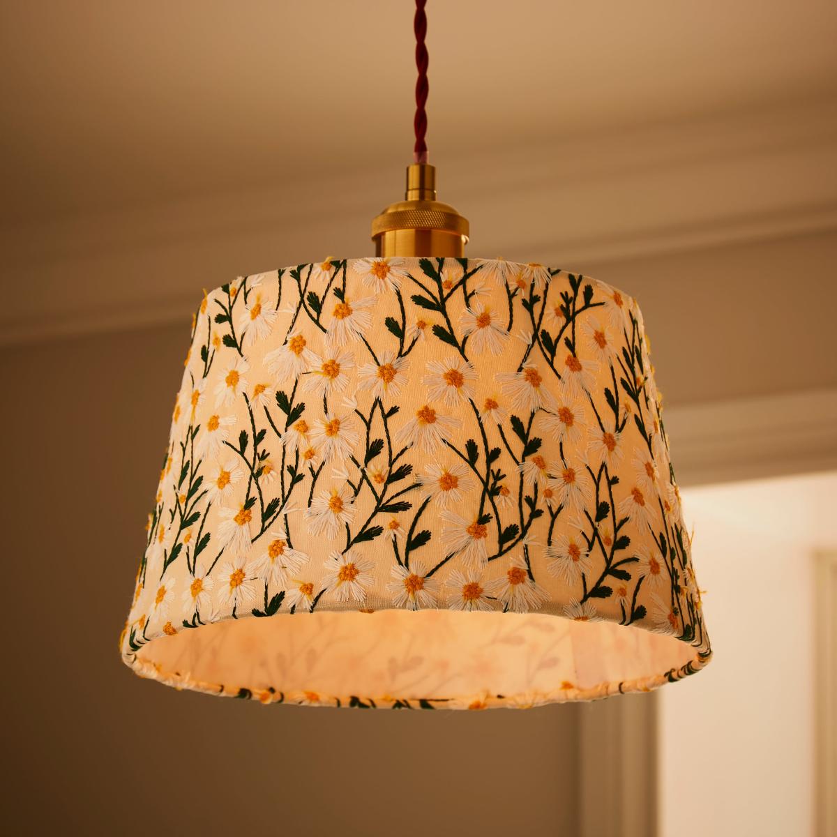 Daisy Embroidered Tapered Lamp Shade MultiColoured – image 2