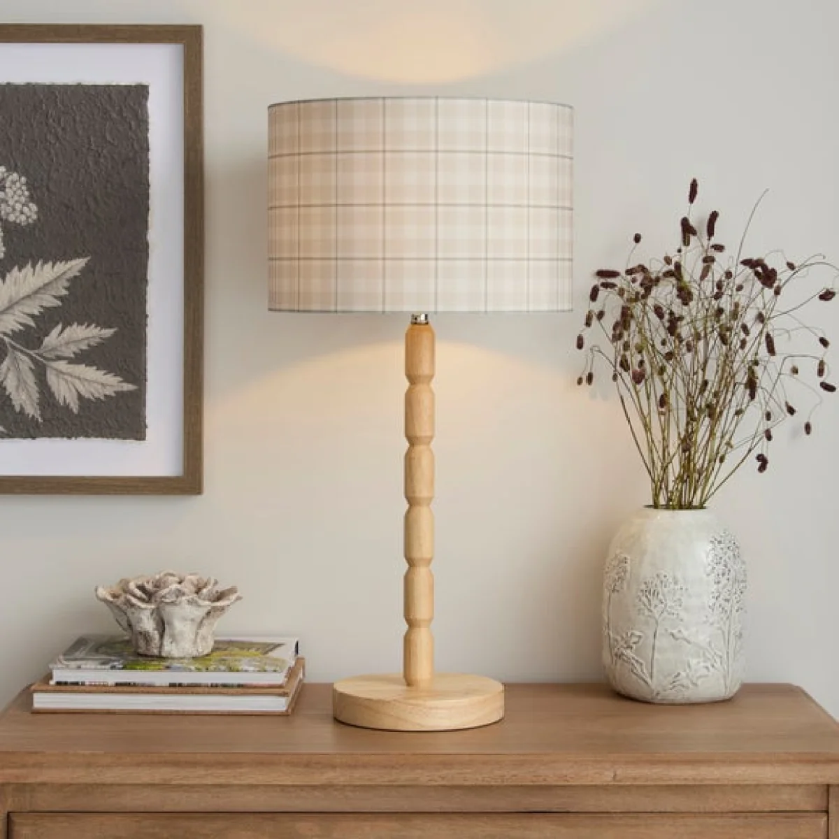 Neutral Check Easy Fit Drum Lamp Shade – image 3