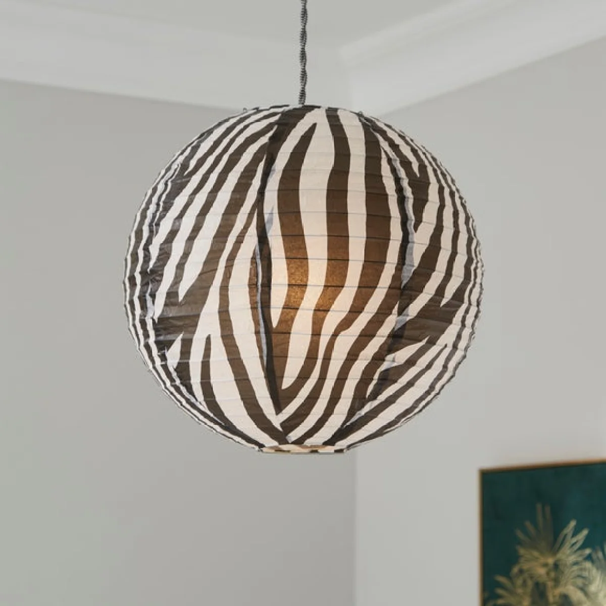 Zebra Print Easy Fit Round Pendant Shade – image 1