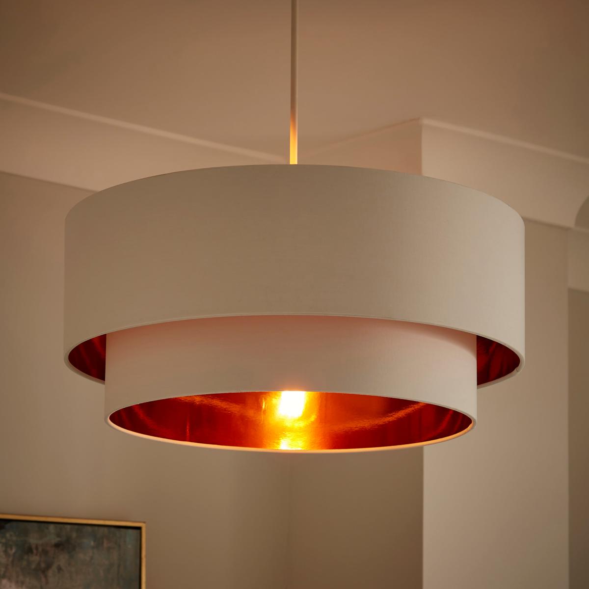 Oro Layered Drum Easy Fit Lamp Shade White – image 2