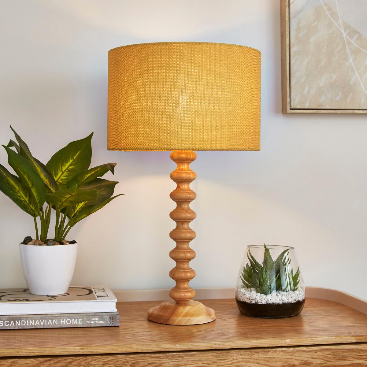 Barkweave Easy Fit Drum Lamp Shade Ochre (Yellow) – image 2