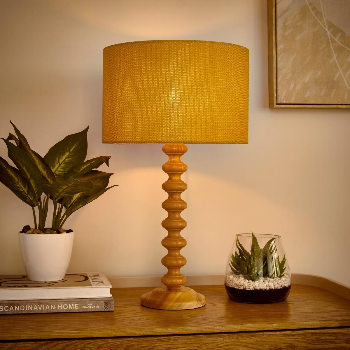 Barkweave Easy Fit Drum Lamp Shade Ochre (Yellow) – image 3