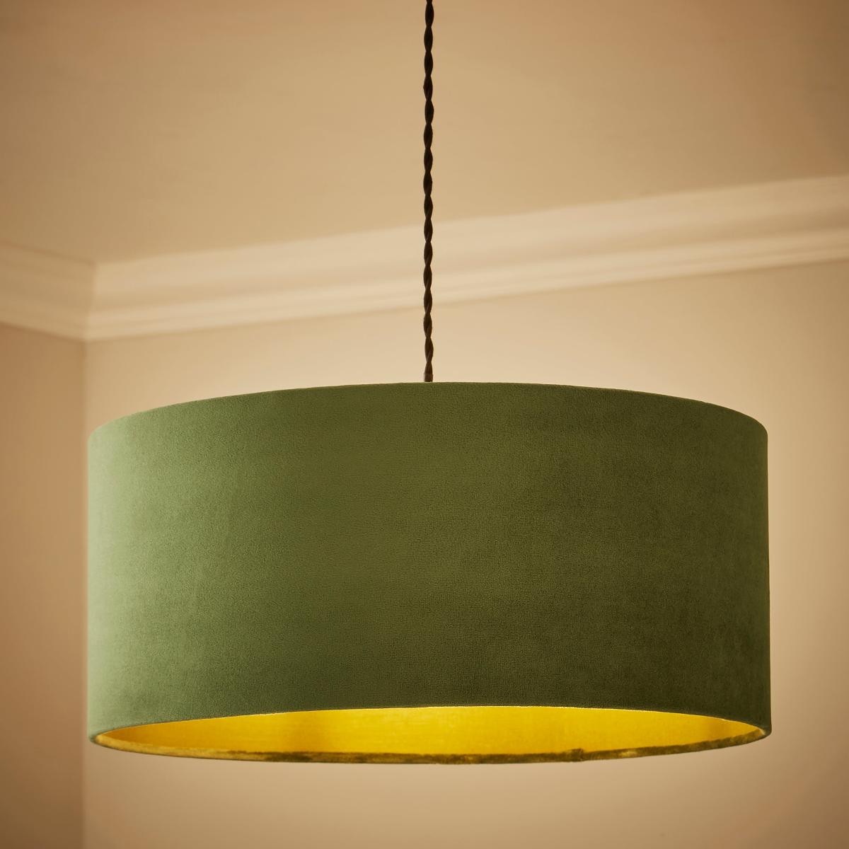 Carmella Drum Velvet Easy Fit Lamp Shade Green – image 2