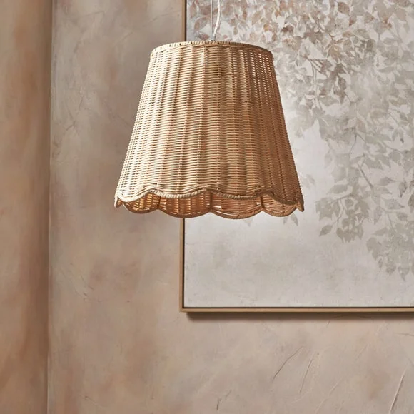 Pacific Lifestyle Aria Scalloped Rattan Tapered Pendant Shade – image 1