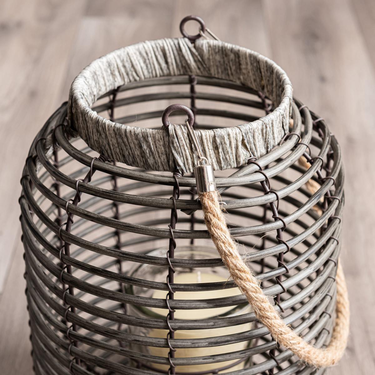 Grey Rattan Lantern Grey – image 2