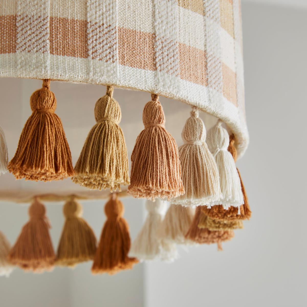 Check Tassel Lamp Shade Natural – image 3
