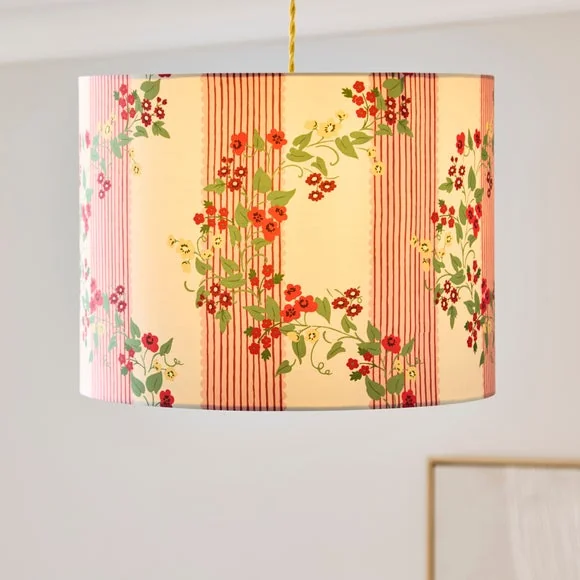 Striped Floral Trails Easy Fit Drum Lamp Shade – image 1