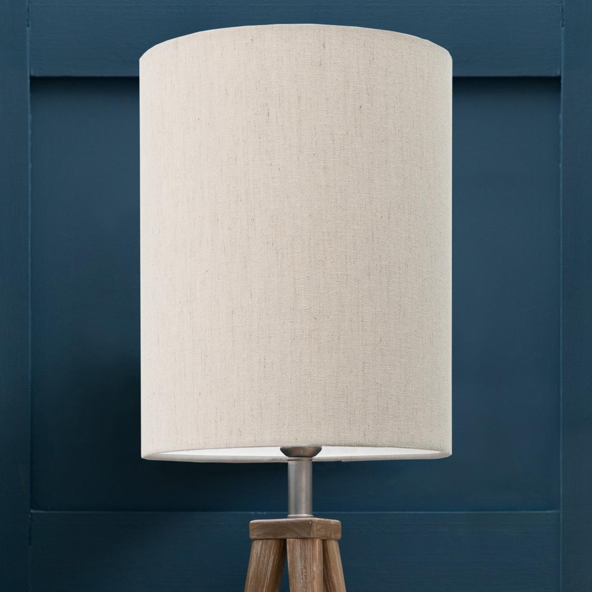 Plain Cylinder Lamp Shade Linen (Cream) – image 1