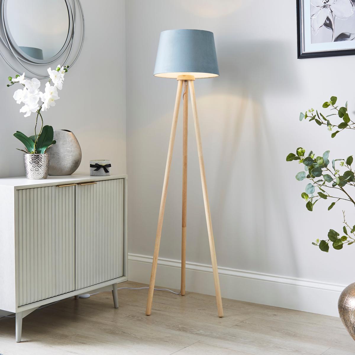 Clara Velvet Tapered Lamp Shade Pale Blue – image 3