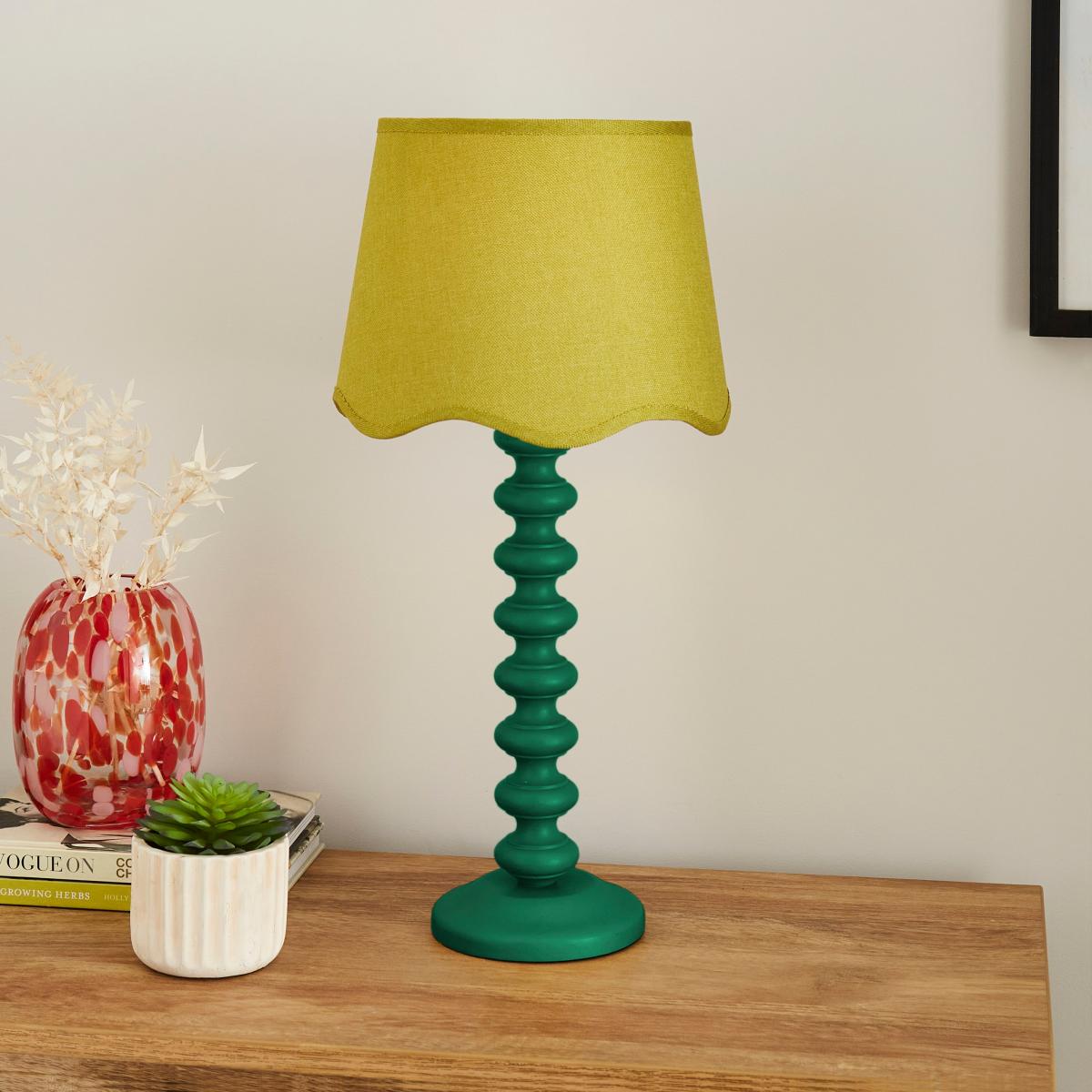 Scalloped Edge Linen Lamp Shade Sage (Green) – image 3