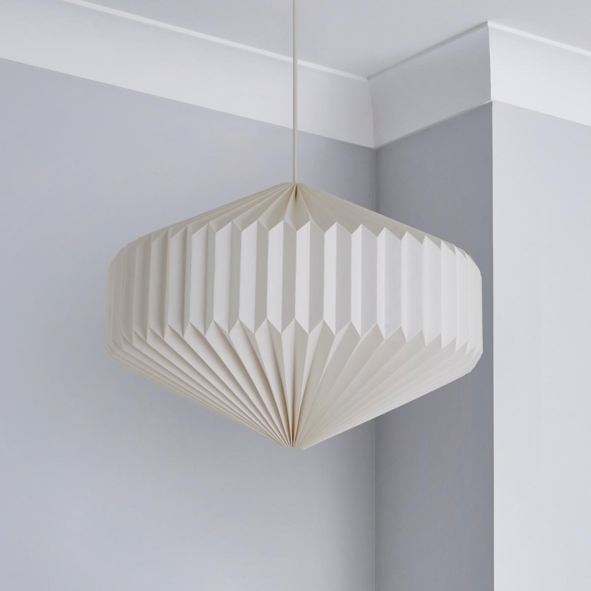 Origami Hexagon Paper Pendant Large White – image 2