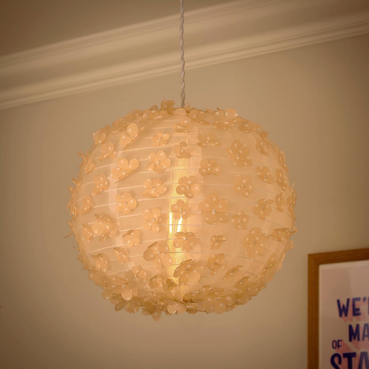 Floral Applique Round Lamp Shade MultiColoured – image 2
