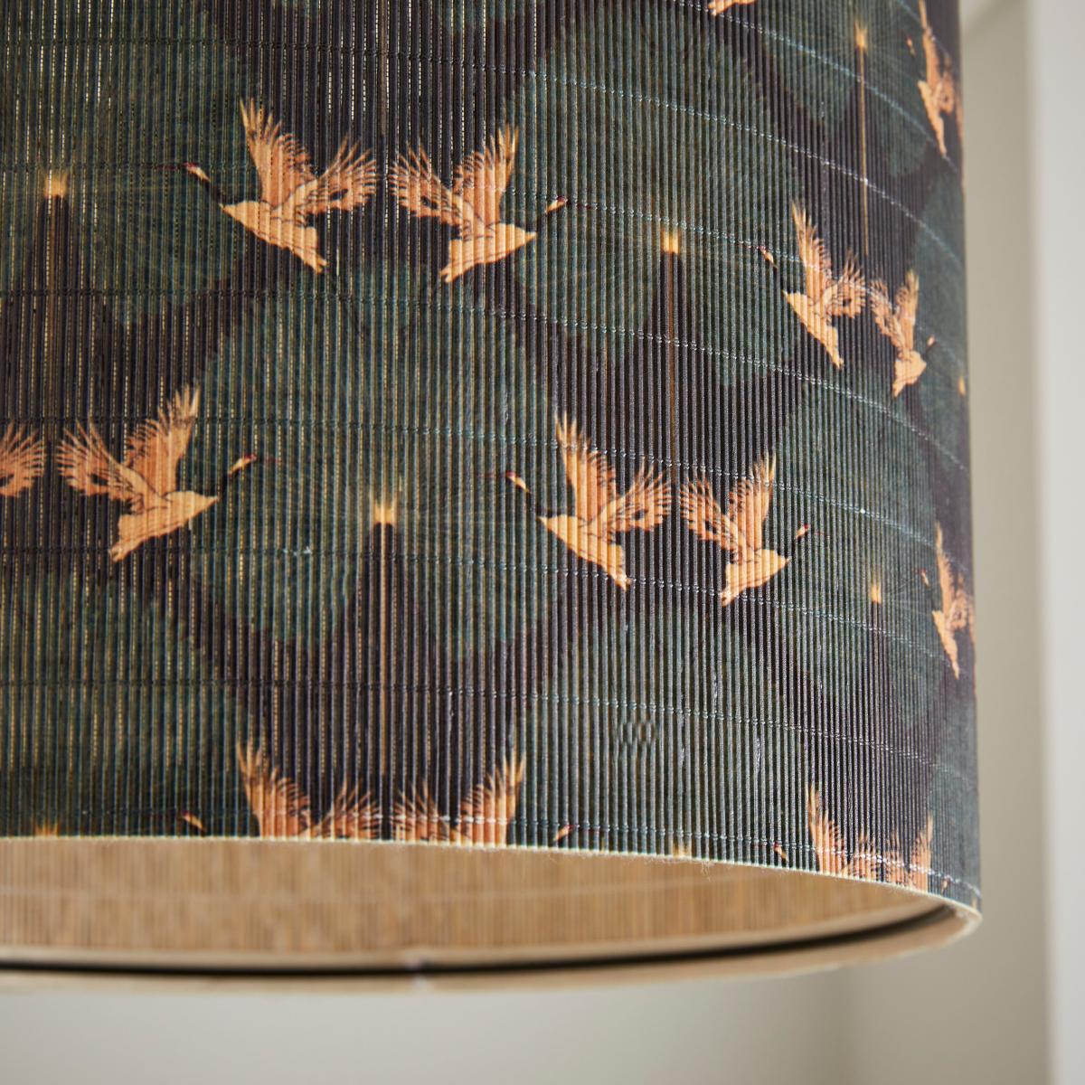 Luxe Cranes Bamboo Drum Lamp Shade MultiColoured – image 3