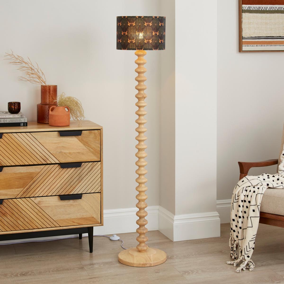 Luxe Cranes Bamboo Drum Lamp Shade MultiColoured – image 4