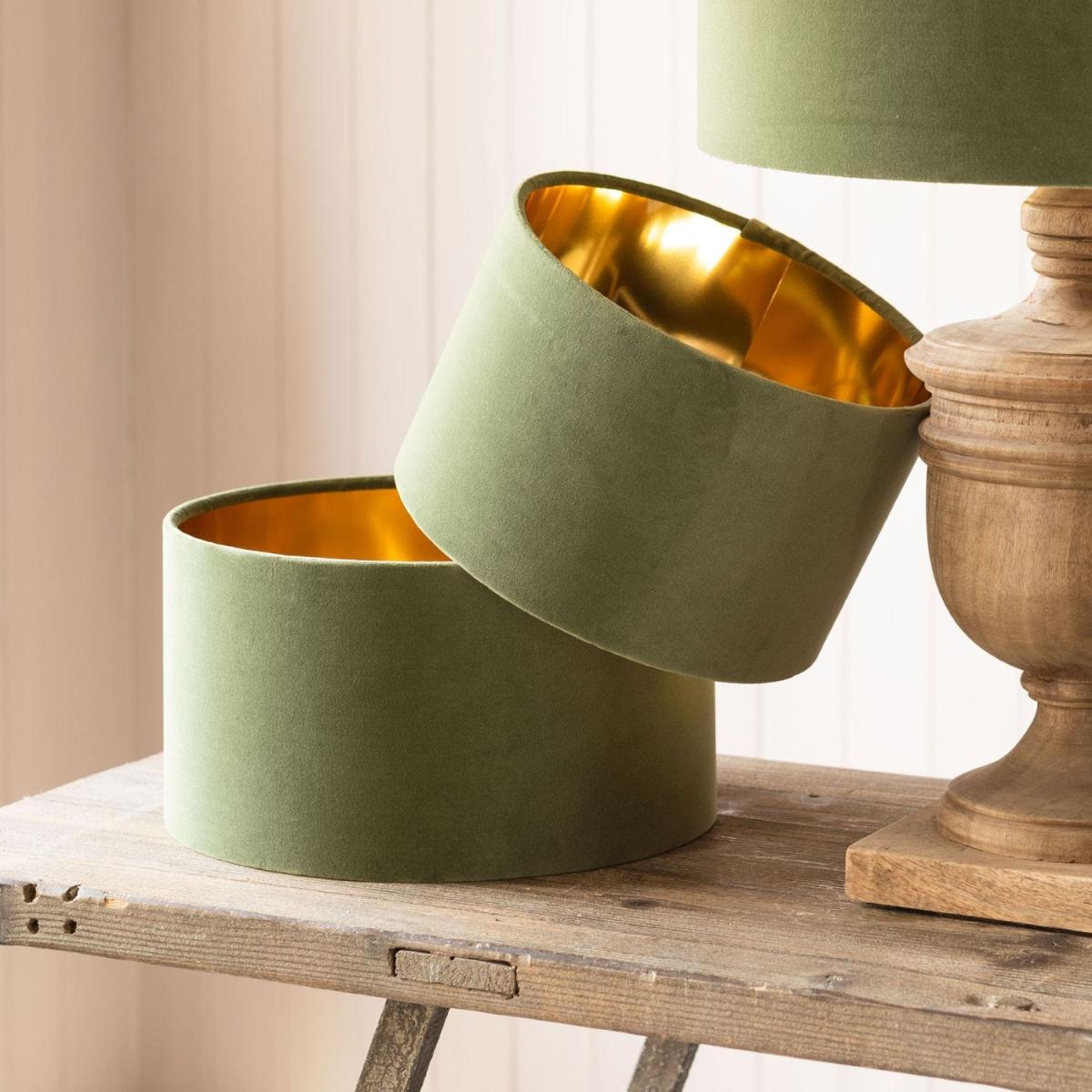 Graham and Green 10 inch Winter Moss Velvet Lamp Shade – image 2