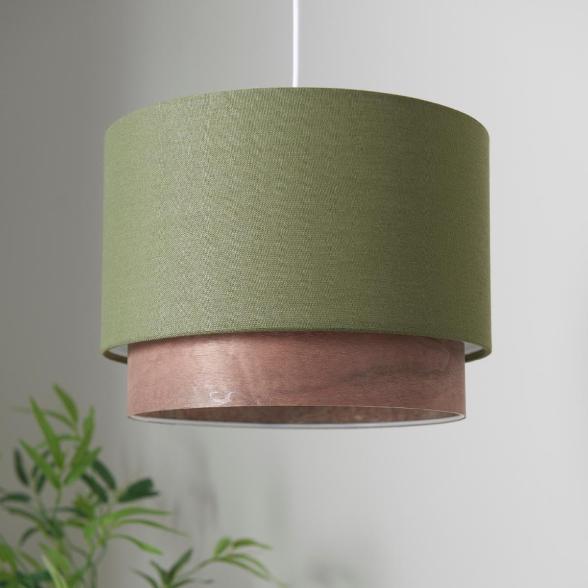 Trisha Linen & Wood Lamp Shade - Olive - 30cm – image 3