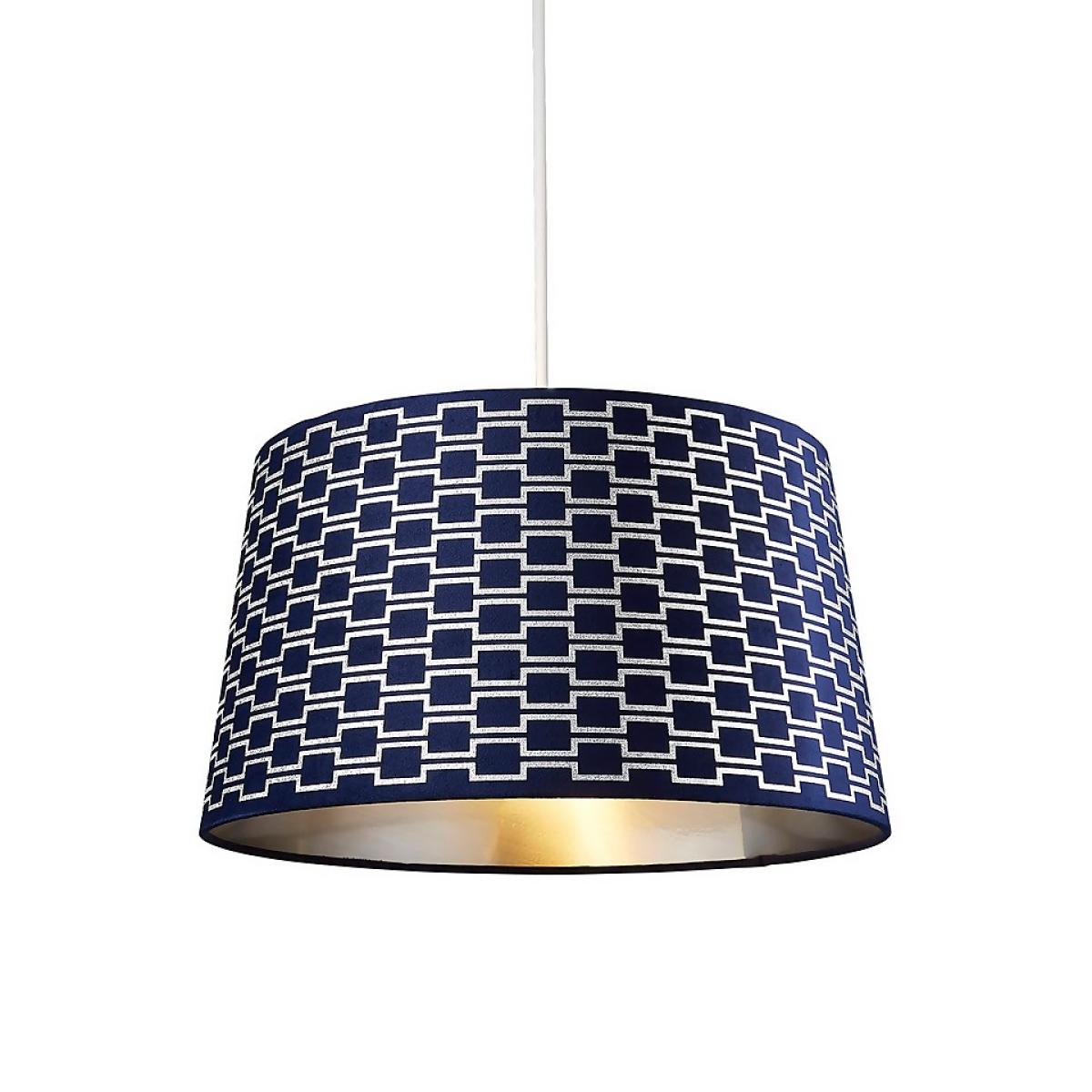 Mia Velvet 43cm Patterned Lamp Shade - Navy – image 2
