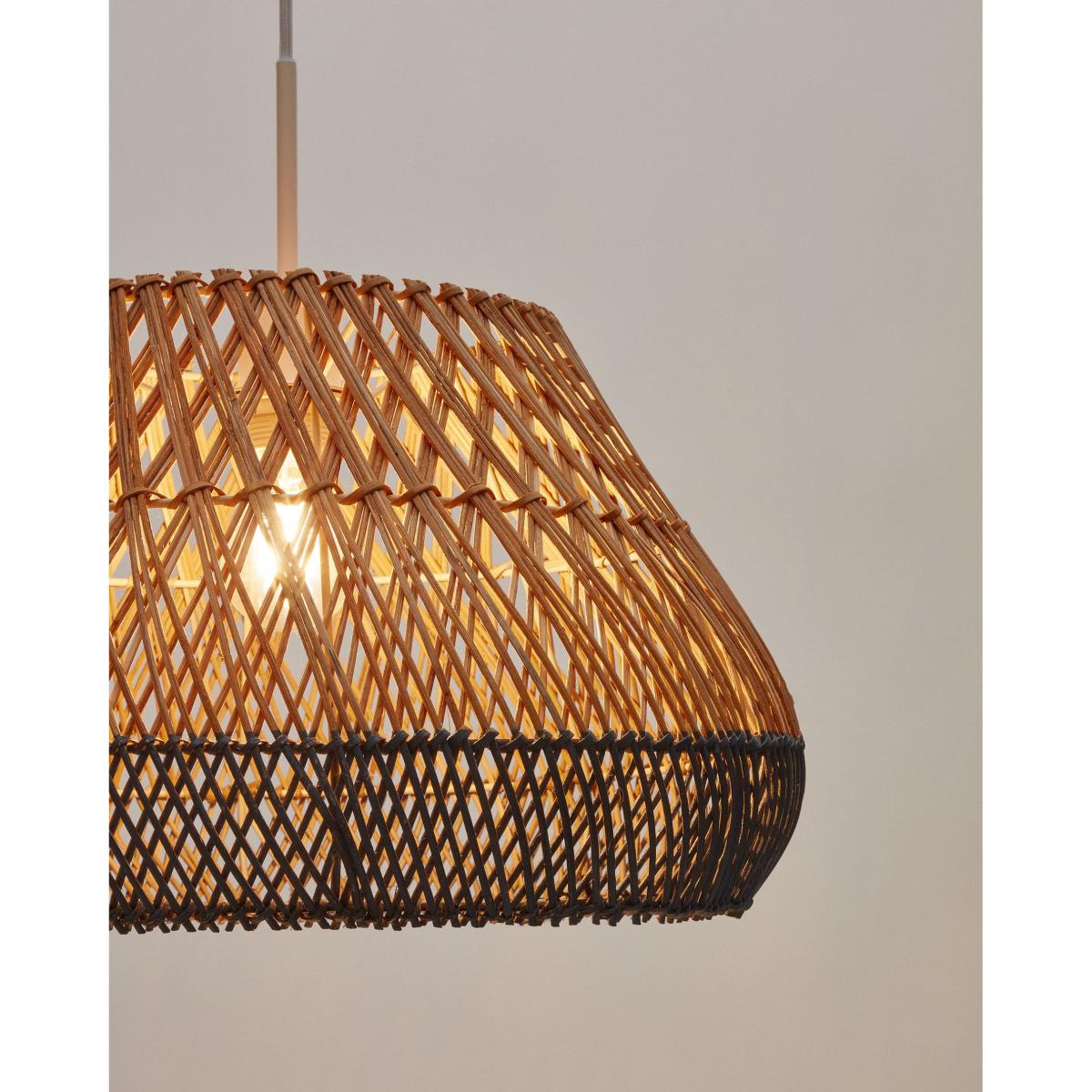 Daro rattan ceiling lamp shade with a natural and blue finish, Ø 45 cm – image 3