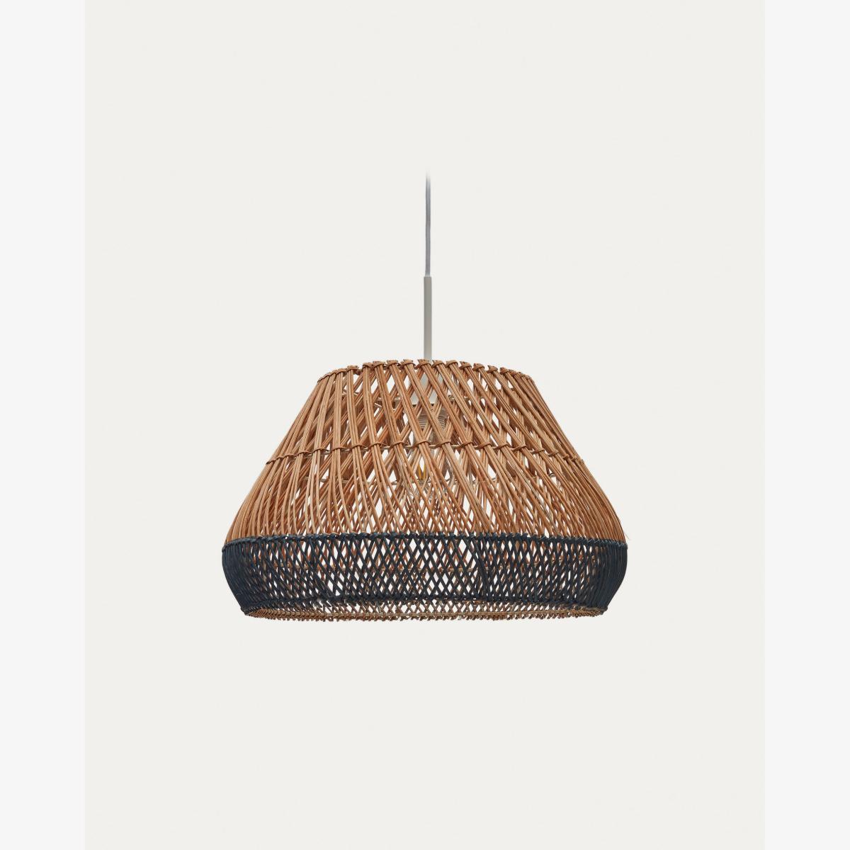 Daro rattan ceiling lamp shade with a natural and blue finish, Ø 45 cm – image 1