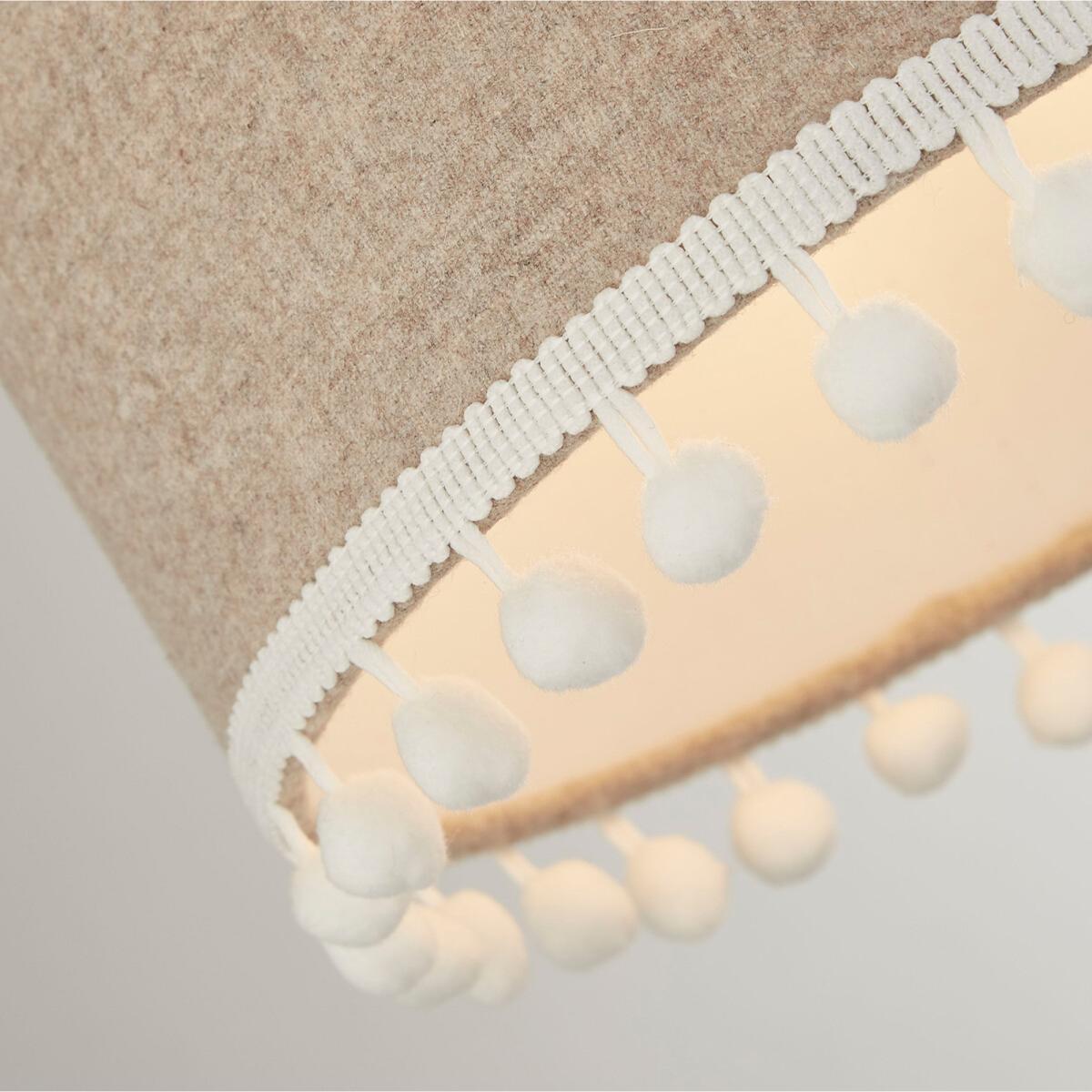 25cm Natural Linen Lampshade Pink with Pom Pom Trim – image 2