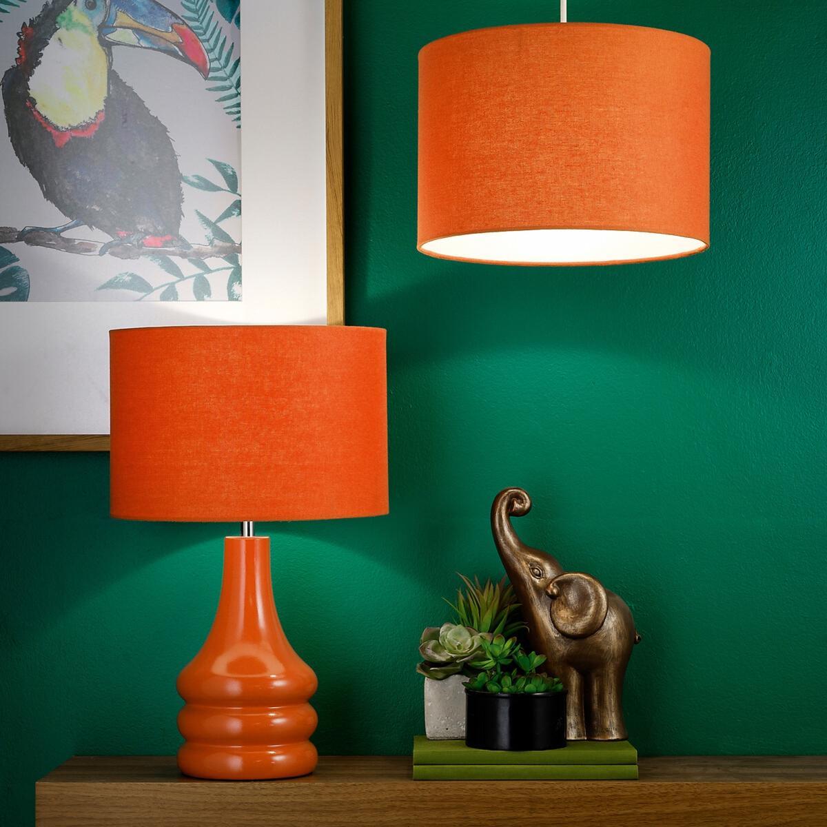 30cm Orange Cylinder Lampshade – image 2