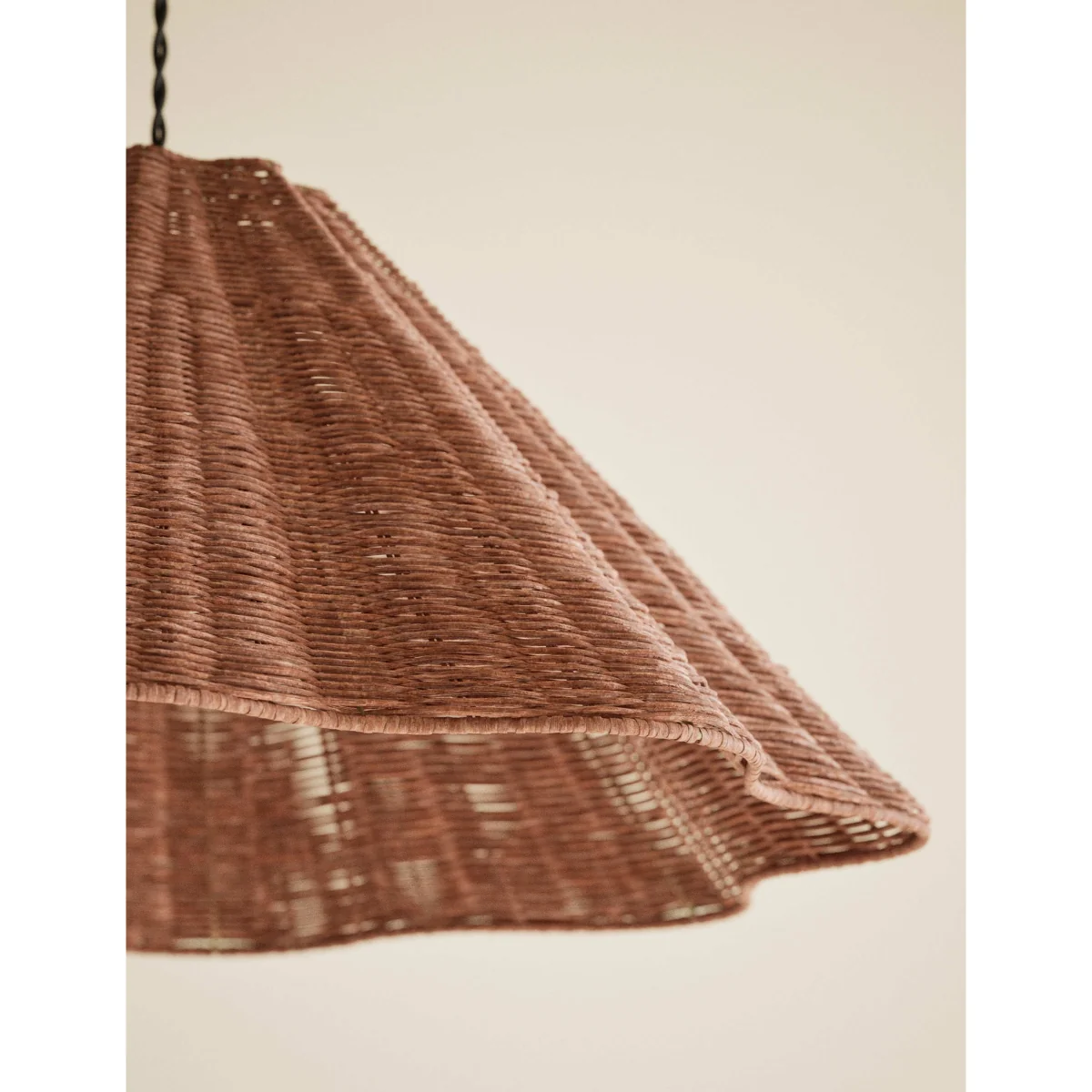 M&S Rattan Scallop Large Easy Fit Lamp Shade Brown – image 3