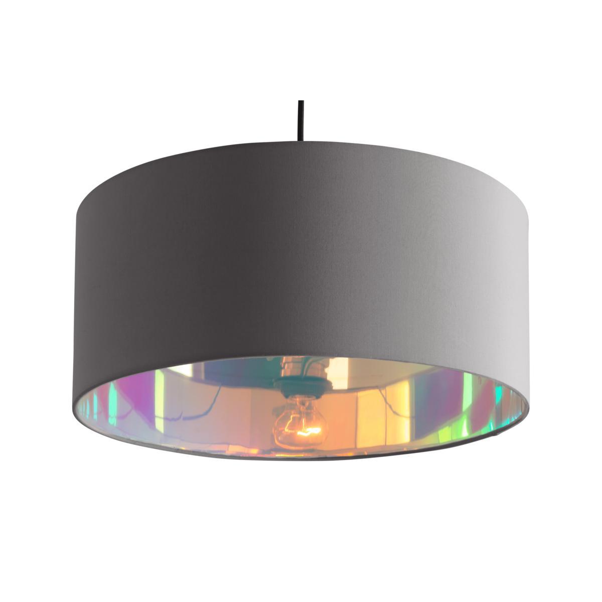 Oro Pendant Drum Lamp Shade, Grey and Iridescent – image 3