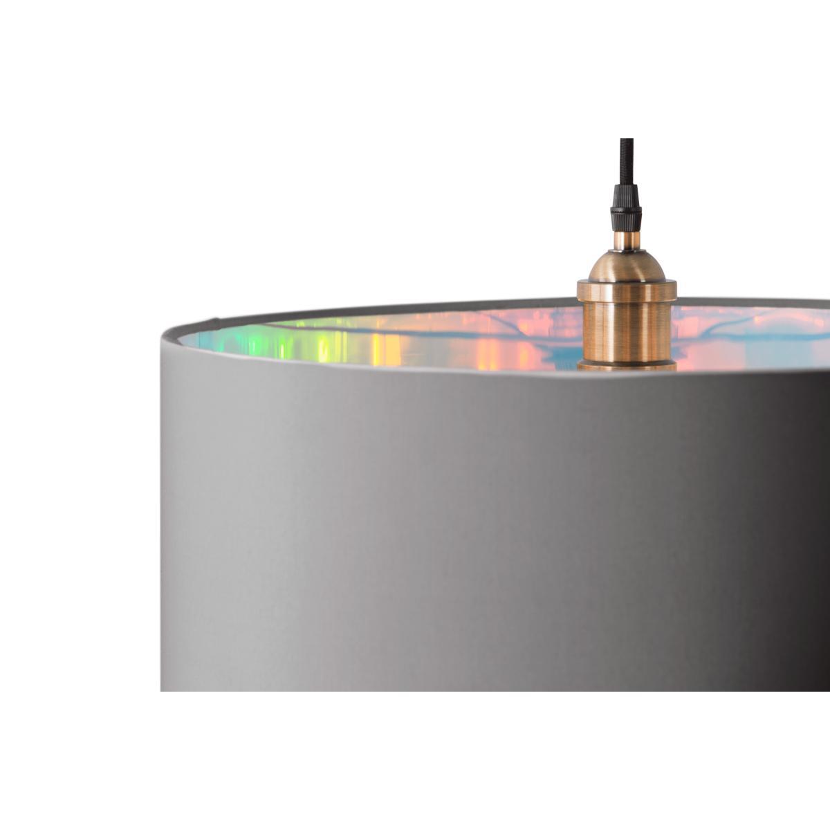Oro Pendant Drum Lamp Shade, Grey and Iridescent – image 6