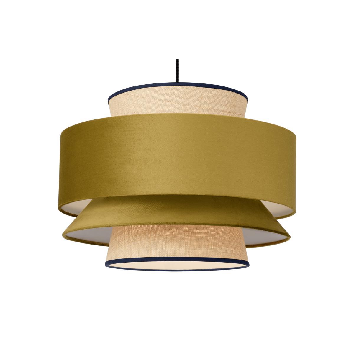 Haroon Lamp Shade, Antique Gold Velvet & Raffia – image 2