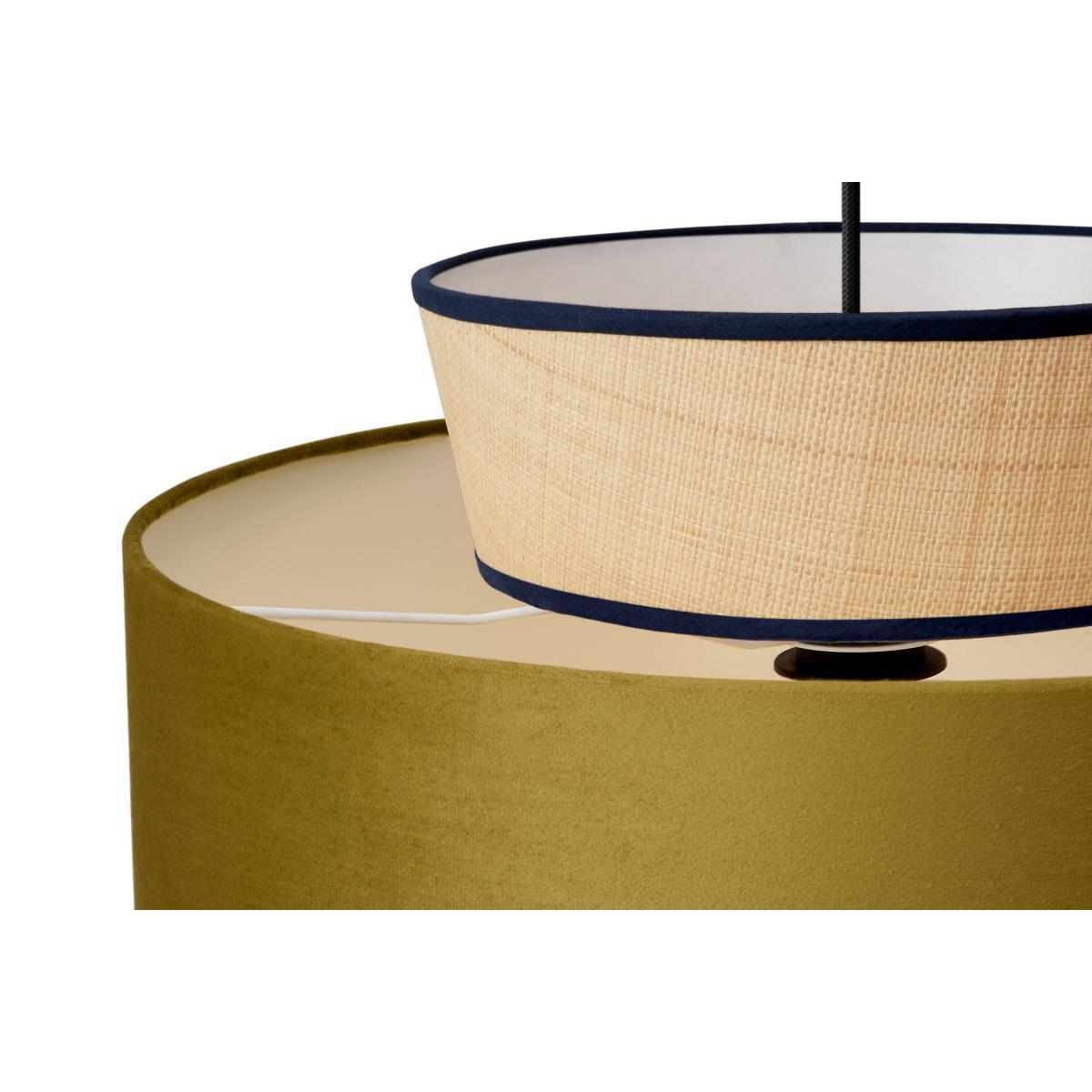 Haroon Lamp Shade, Antique Gold Velvet & Raffia – image 4