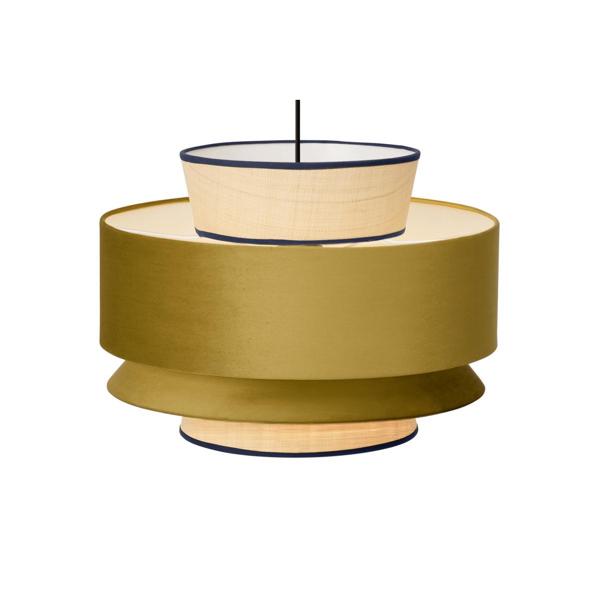 Haroon Lamp Shade, Antique Gold Velvet & Raffia – image 5