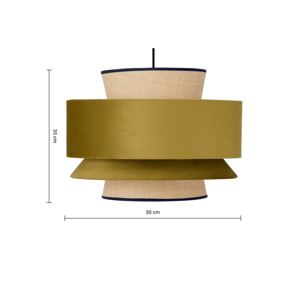 Haroon Lamp Shade, Antique Gold Velvet & Raffia – image 8