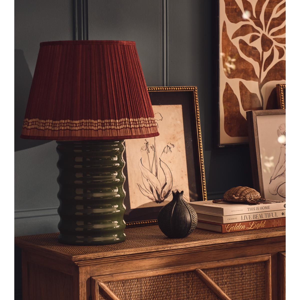 OKA, Longshan Silk Pleated Lampshade 45cm - Blood Orange, Lampshade – image 2