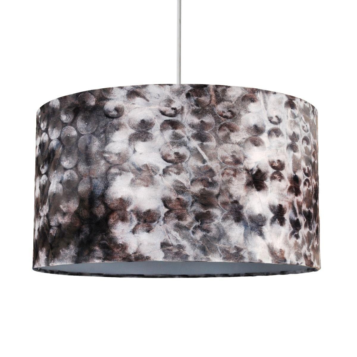Lufi 40cm Textured Velour Cylinder Shade Grey Shade – image 2