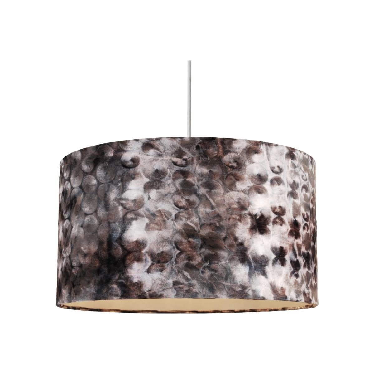 Lufi 40cm Textured Velour Cylinder Shade Grey Shade – image 1