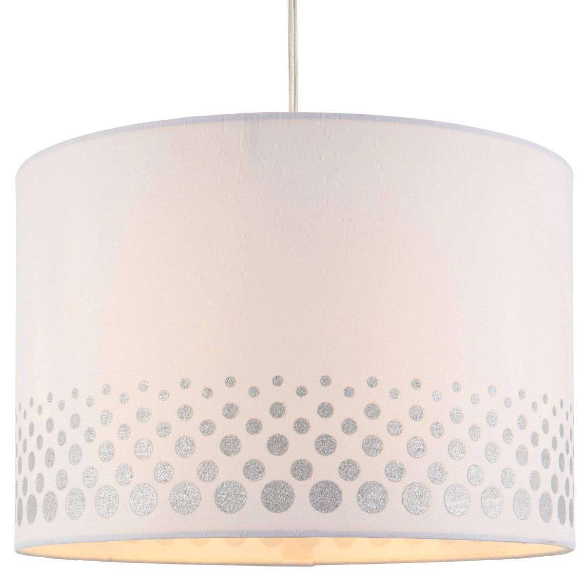 Inia 40cm White and Silver Spotted Cotton Drum Shade – image 2