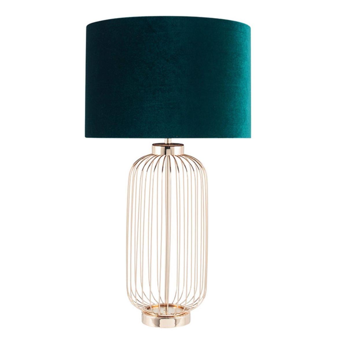 Dania French Gold 51cm Table Lamp with a Forest Green Velvet Shade – image 2