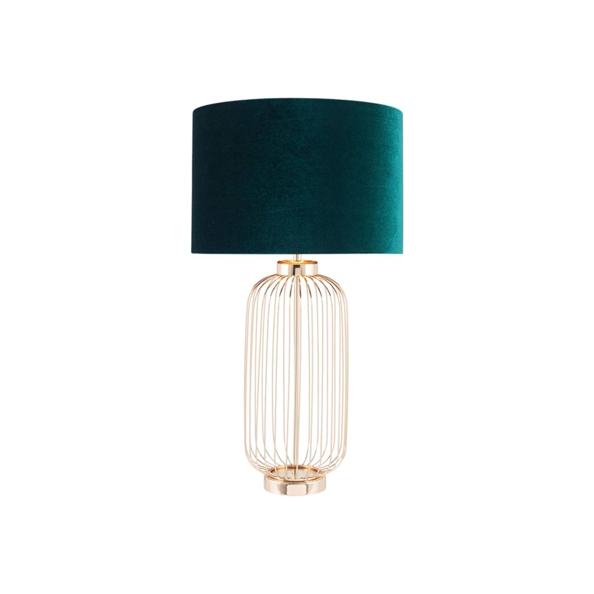 Dania French Gold 51cm Table Lamp with a Forest Green Velvet Shade – image 1