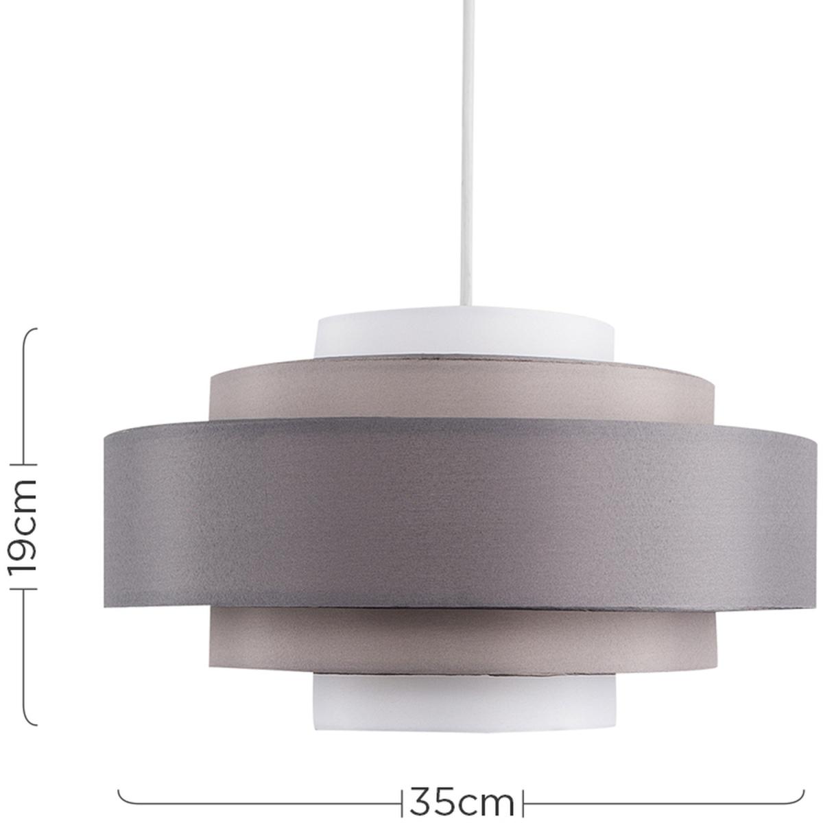 Modern 3 Tone Grey 5 Tier Cylinder Ceiling Pendant Light Shade - Grey – image 3