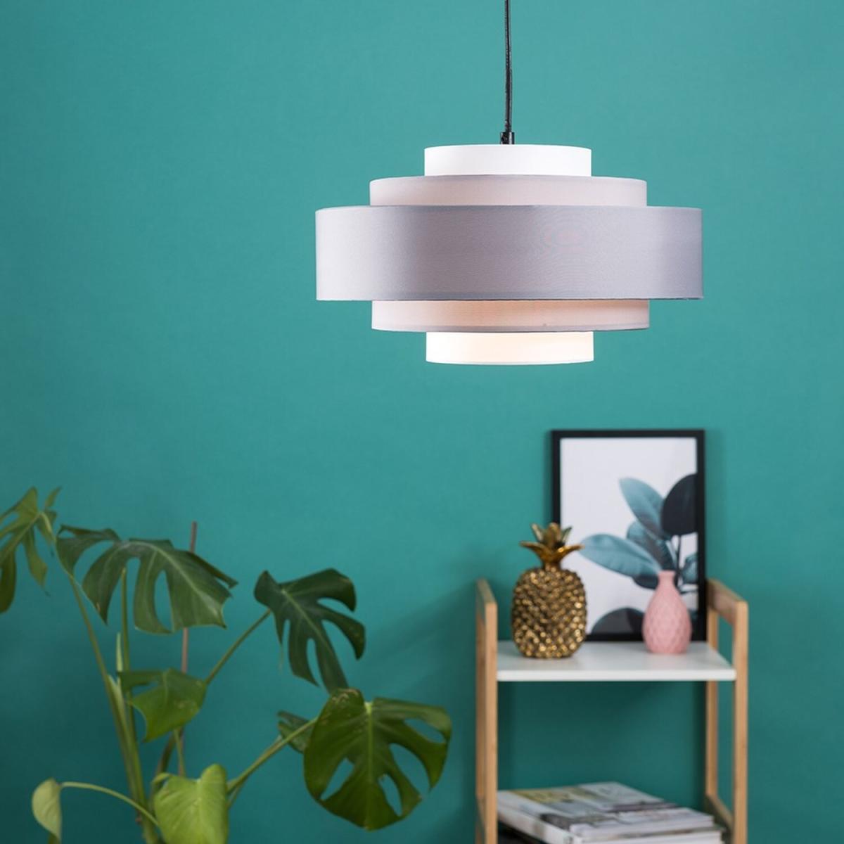 Modern 3 Tone Grey 5 Tier Cylinder Ceiling Pendant Light Shade - Grey – image 4