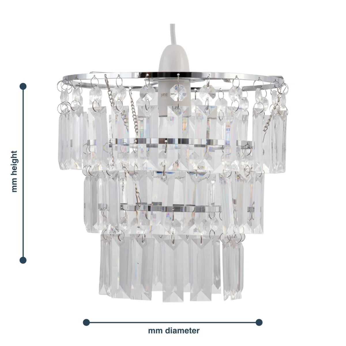 Scarlett Easy Fit Jewelled Pendant Shade - Clear Acrylic With Polished Chrome Plate Detail – image 5
