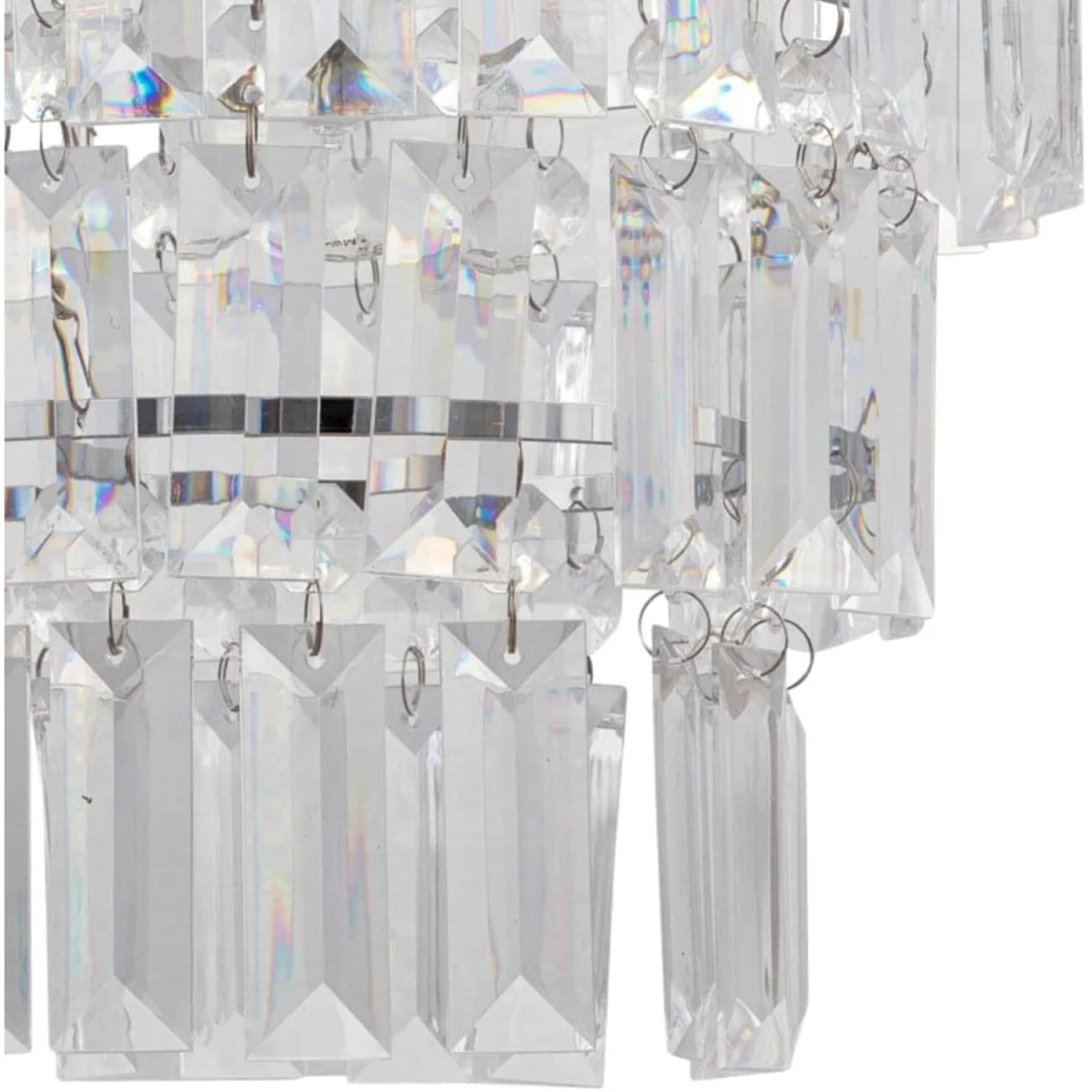 Scarlett Easy Fit Jewelled Pendant Shade - Clear Acrylic With Polished Chrome Plate Detail – image 6